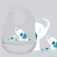 Регулируемый мягкий силиконовый слюнявчик для детей, с рисунком динозавра