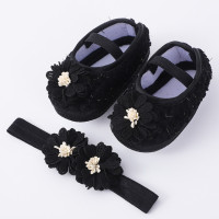 Туфли для новорожденных, с жемчугом, корона, Симпатичные мягкие ходунки для маленьких девочек, обувь принцессы с повязками на голову