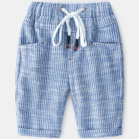 Укороченные брюки для мальчиков, из хлопка, в полоску, на лето, 2021, в английском стиле для детей