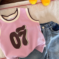 Летние Новые Детские майки 2023, хлопковые короткие футболки без рукавов с принтом для мальчиков, оптовая продажа