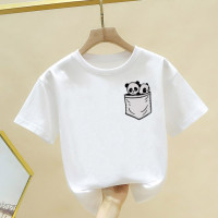 Футболка с принтом милой панды для мальчиков и девочек, летняя футболка с коротким рукавом, топы, Детская Повседневная футболка, кавайная детская одежда, одежда
