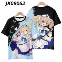 Футболки Genshin Impact Kuki Shinobu Barbara 3D печать для мальчиков и девочек, Повседневная модная футболка большого размера с круглым вырезом, Детские футболки, топы, одежда