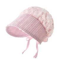 Детская шапочка, кружевная шапочка с люверсами и ремешком для маленьких девочек, дышащая головная уборка, удобная Защитная шапочка