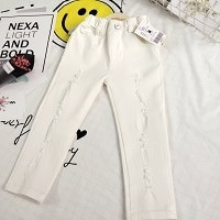 Новинка 2019, белые джинсовые брюки с дырками для девочек