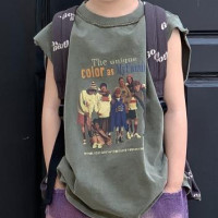 Летняя Новинка 2023, Детские повседневные футболки без рукавов, жилет с мультяшным принтом для маленьких мальчиков и девочек, модная свободная футболка для малышей, детская одежда