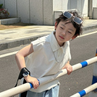 Новинка 2023, модная футболка-поло для мальчиков, лето 2023, Детская рубашка без рукавов, майка для мальчиков, футболка, Повседневная мода с коротким рукавом