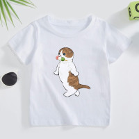 Футболка для маленьких мальчиков и девочек, модная футболка, лидер продаж, футболка с рисунком двух милых кошек и бананов, минимализм