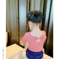 Летняя новая футболка с коротким рукавом и круглым вырезом для девочек