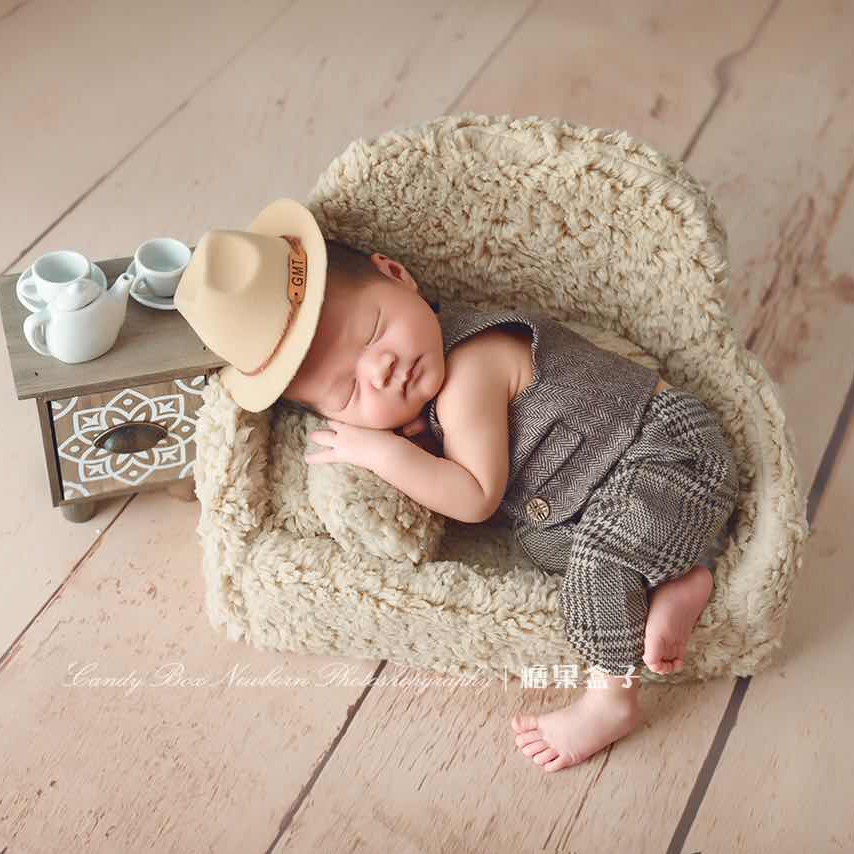 NewBorn Baby Photography Sofa Props + Wooden Tea Set Table Photography Prop Baby Seat Chair