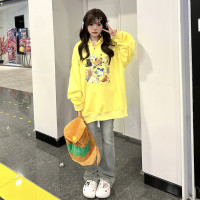 小杭還沒吃飽原創美式國潮可愛貓咪寵物印花貓爪連帽運動衫慵懶男女