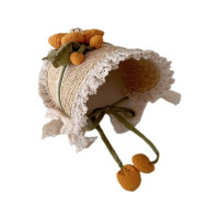 Летняя соломенная шляпа от солнца для маленьких девочек в Французском Стиле Лолита, кружевная шляпа для девочек, модная винтажная детская пляжная шапка для улицы