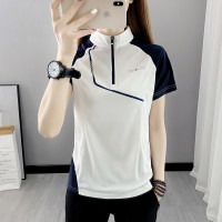 速乾衣女短袖立領跑步健身寬鬆運動登山夏季透氣休閒上衣快乾T恤