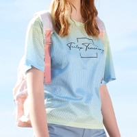 TECTOP探拓戶外速乾T恤女輕薄透氣迷彩炫彩漸層快乾運動健身短袖