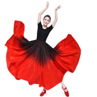 Женская длинная юбка для танцев фламенко, танцевальная юбка с большим разрезом и градиентной расцветкой, Цыганская юбка для выступлений, женское платье для танцев
