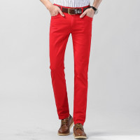 Джинсы мужские Стрейчевые в стиле хип-хоп, модные облегающие брюки из денима, повседневные брендовые, желтые, красные
