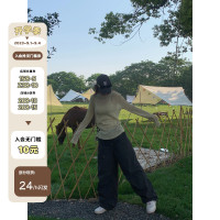 D YANGJUN 秋款直筒工裝褲女秋季美式高腰復古休閒垂感闊腿長褲子