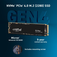 SSD-накопитель Crucial P3 Plus, 500 Гб, 1 ТБ, 4 ТБ, PCIe 4,0 3D NAND NVMe M.2, до 5000 Мб/с, оригинальный и новый