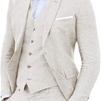 Мужской костюм, смокинг для жениха, льняной женский деловой повседневный костюм с отложным воротником, 3 предмета (Блейзер + жилет + брюки), облегающий мужской костюм