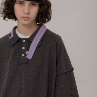 BLIND402國潮男女華夫格心機拉鍊領口設計復古寬鬆短袖休閒polo衫