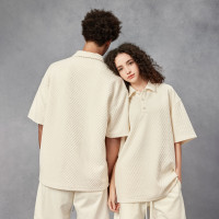 BODYDREAM280克不規則提花肌理針織短袖Polo衫男美式重磅情侶T恤