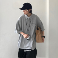 幾物jiwuu 夏天基礎款日系復古POLO衫男女生半袖寬鬆百搭短袖衣服