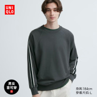 Uniqlo男裝女裝側拼條衛衣(長袖插肩袖休閒復古上衣秋季)463192