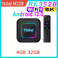 Yitukeji RK3528 Android 13.0 четырехъядерный процессор Rockchip Wifi6 8K 2 ГБ 4 ГБ 16 ГБ 32 ГБ 64 ГБ 100 м LAN Двойной Wi-Fi 2,4G Φ BT5.0 Smart TV Box