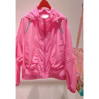 2023秋款休閒寬鬆時尚洋派減齡漂亮薄款玫紅色衝鋒衣外套女小個子