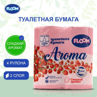 Туалетная бумага Floom Aroma " Земляника " , 2х-слойная , 4шт