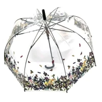 Зонт трость прозрачный купол с принтом