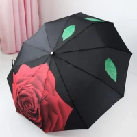 зонт женский, автомат, 10 спиц, антиветер, большой купол 118 см, рисунок роза, подарок для женщины