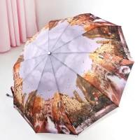 зонт женский, автомат, 10 спиц, антиветер, большой купол 118 см, рисунок город, подарок для женщины