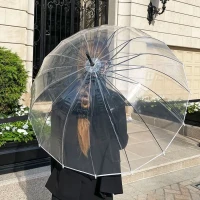 Прозрачный зонт трость