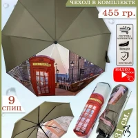 Зонт женский автомат антиветер однотонный с рисунком города