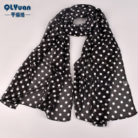 2023春季新款大圆点波点雪纺印花长丝巾批发 义乌女士小纱巾礼品