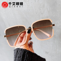 千艾新款金属太阳镜女潮韩版个性双色电镀大方框墨镜防紫外线眼镜