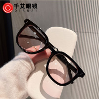 千艾新款铆钉太阳镜 方框时尚潮流腮红色墨镜女个性遮阳驾驶眼镜