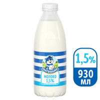 Молоко пастеризованное Простоквашино, 1,5%, 930 мл