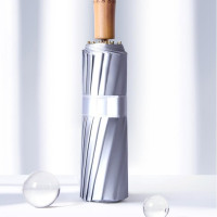 新款钛银16骨三折防晒遮阳伞超牢固防晒防紫外线伞可印LOGO钛银伞