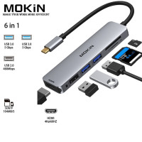 MOKiN док-станция USB-C Hub для MacBook Air/Pro, iPad M1/M2, Thunderbolt ноутбук - Особенности HDMI 4K, DP, 100W PD, SD/TF, RJ45