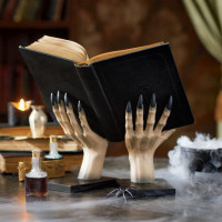 跨境獨立站Witchy Hand Book Stand 萬聖節 樹脂女巫手書架擺件