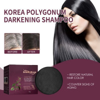 Полигональный шампунь для затемнения волос, мыло для ремонта седых и белых волос, для черного цвета, эссенция He Shou Wu, мыло для волос