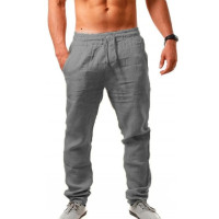 Новинка 2023, мужские хлопковые льняные брюки, мужские летние дышащие однотонные льняные брюки, одежда для фитнеса в уличном стиле