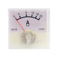 Аналоговый измеритель тока для DC 0-20A Амперметр квадратной формы тестирование тока механический указатель Тип для панели постоянного тока Амперметр