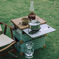 Hanfor戶外露營開口箱收納箱側邊桌板野營摺疊桌置物箱滑板桌子