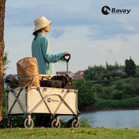 Bavay/北歡營地車戶外可攜式拉桿露營小推車野營野餐推車可摺疊桌板