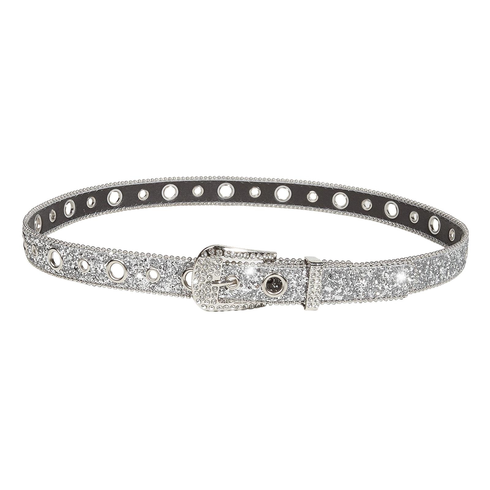 Men Women Rhinestone belt Western Cowgirl Cowboy Bling PU Leather Belt Jeans Pants