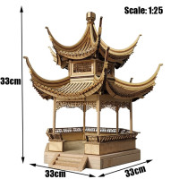 Деревянный кукольный домик «сделай сам», китайский старинный павильон, Миниатюрные модели, строительные комплекты с кукольным домиком, игрушки для девочек, подарок 1:25 без краски