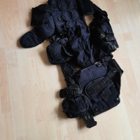 藍黑色散打防護背心戶外登山野營鐵釦腰帶CS遊戲多兜導演馬甲包郵