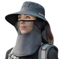 Женская рыболовная шляпа с застежкой на шею и сеткой, походная шляпа с отверстием для конского хвоста DXAA